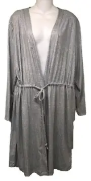 Jaclyn Intimates Sz XL Gray Heather Pearl Open Front Sexy Robe Tie Long Sleeve N