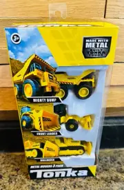 Tonka Metal Movers-3pck-Mighty Dump Truck, Front Loader & Bulldozer 885561061499