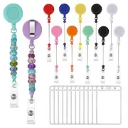 12Set Beadable Retractable Badge Reels Clips with Id Card Holder, Badge3042