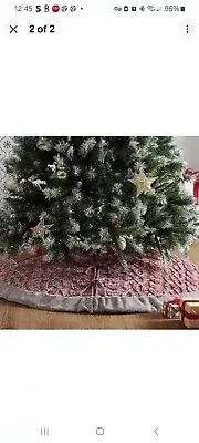 Koolaburra by UGG Carla Cable Knit Tree Skirt Red White 54in WITH STOCKING