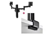 Atdec AWMS-2-4640 Dual Monitor Swing Arms on 400mm Post / 12kg (26.5lb) Flat Screens, 10kg (22lb) Curved Screens + C Clamp Desk Fixing, Black