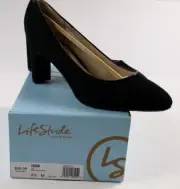 LifeStride Women's Size 8.5M Black Microsuede Gigi Pump High Heel Shoes