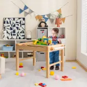 Costway2-in-1 Kids Activity Table with Reversible Tabletop and Storage Compartments-Natural