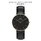 Daniel Wellington 手錶 Classic Sheffield 36mm爵士黑真皮皮革錶-三色任選(DW00100139 DW00100145 DW00100546)/ 金框