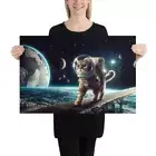 Surreal Space Cat 1 Poster Print - No Frame