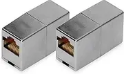 DIGITUS DN-93901 - RJ45 Coupler Cat 5e - Pack of 2 - LAN Cable Extension - Cat5e Network Cable Connector - PoE Compatible - Modular Coupling - for Switch, DSL, Modem, Router, PC - Silver