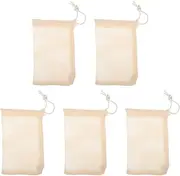 SECFOU 5pcs Cotton and Linen Foaming Net Conditioner Bar Holder Foaming Soap Bag Soap Scrubber Pouch Foaming Net for Bathing Shower Soap Net Travel Soap Bag Soap Pouch for Foaming