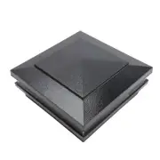 5" Sq. Cape May Low Voltage LED Lighted Vinyl Post Cap - Hammertone Black