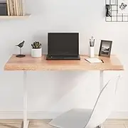 Table Top Light Brown 100x40cm Treated Solid Wood Live Edge Furniture Decor