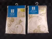Tan Floral Sheer Cafe Curtain Panels and Valance Vintage Kmart NEW Old Stock