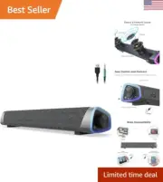 USB Powered Computer Speakers - LED Lights - Compatible with PC, Laptop, Tablet