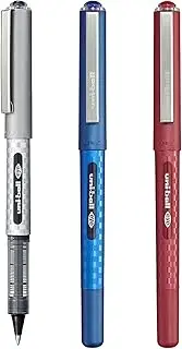 uni-ball UB-157D Liquid Ink Rollerball Pens, Stationary Pen Pack - 0.7mm - Pack of 3 - Black, Blue & Red