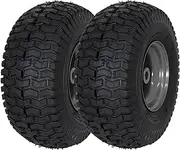 [MARASTAR] 21446-2PK 15x6.00-6 Tire and Wheel Assembly, Pneumatic Replacement Lawn Mower Front Tires Compatible with Craftsman Riding Lawn Mowers, 2 Pack, Easy Install Assembly