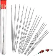 16 Pieces Beading Needles, Seed Beads Needles Beading Embroidery Needles Big Eye Collapsible Beading Needles Set for Jewelry Making with Needle Bottle (5 Sizes)