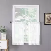 Tollpiz Short Sheer Tier Curtains Linen Textured Half Kitchen Curtain Sheers ...