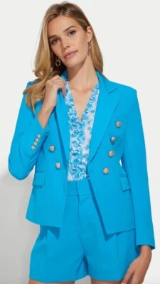 Generation Love Blazer Amalfi Blue Light Gold Buttons $529