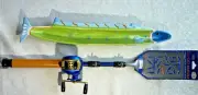 2 Pc: Dennis East Long 16" Painted Ceramic Fish/Sushi Tray w Gibson Fish Spatula
