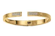 Brighton Gold Crystals Meridian Zenith Open Hinged Bangle Hammered Bracelet New