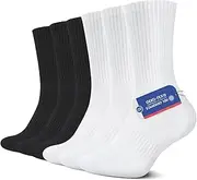 [YouShow] 6 Pairs Men's Women's Classic Sports Socks Black White Crew Tennis Socks Cushioned