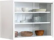 Fuji Boeki 99437 Cupboard, Kitchen Storage, Width 23.6 x Depth 11.4 x Height 17.3 inches (60 x 29 x 44 cm), White, Glass Door, Movable Shelf, Assembly