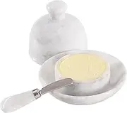Radicaln Marble Butter Dish with Lid 5" Inches White Handmade Butter Storage Container Ideal Butter Keeper Butter Dish Butter Crock & Butter Container for Kitchen Countertop