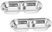 Hoement Stainless Steel Condiment Organizer Dipping Dishes Smooth Round Edges Space-Saving Design