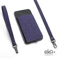在飛比找Yahoo奇摩購物中心優惠-【ekax】手機背貼卡片夾/長頸繩/短手腕繩/三件組（藍海旅