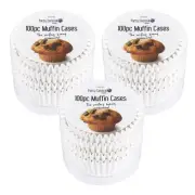 Ozoffer 300PCS Cases Muffin Paper Liners Baking Cupcake Cake White Solid Color