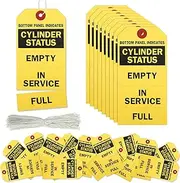Woanger Pack of 200 Cylinder Status Empty in Service Full Perforated Tags with String 3 Part Cylinder Tag with 200 Pieces Wires, 5 x 2.4 Inches (Yellow)
