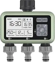Ausale Digital Water Timer, Sprinkler Timer Programmable, Garden Hose Timers for Watering Large LCD Display, Manual Irrigation Mode, IPX5 Waterproof Lawn Patio Farm (Three Outlets)
