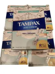 72 Tampax Tampons Pure 100% Organic Cotton Core Regular 24ct x 3 boxes