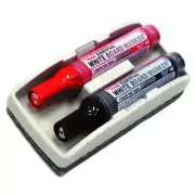 Whiteboard Marker and Eraser Set Pentel with 2 Maxiflo Pump It Red and Black