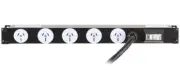 1RU Horizontal Power Rail GPO Sockets With Thermal Circuit Breaker 3M Inlet Lead
