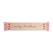 Mud Pie Home MERRY CHRISTMAS Gingerbread Man Candy Stripe Ruffle Table Runner