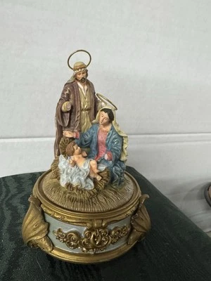 8-159 Musical Nativity Set - Mary, Joseph And Baby Jesus By Teleflora