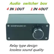 4 Input 1 Out Audio Signal Switcher hifi stereo RCA Switch Splitter Selector Box
