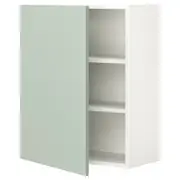ENHET wall cb w 2 shlvs/door, white/pale grey-green, 60x32x75 cm