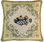Beach House Needlepoint Pillow Tropical Fish Clown Trigger 17x17 Wool Cushion