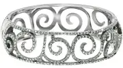 NWT BrightonSEA OF LOVE Clear Crystal Silver Hinged Oval Bangle Bracelet MRP$128