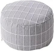RMWHGDUL Handcrafted Boho Pouf Cover for Stylish Home Decor, Gray, as described