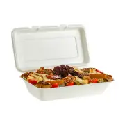Pack of 250- 1200ml Sugarcane Clamshell Box - Biodegradable & Compostable 1200