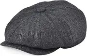 [Generic] Men Women Tweed Newsboy Cap Herringbone Retro Hat Driver Flat Cap Classic Design Cap For Male