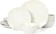 Martha Stewart Wood Look Reactive Stoneware Dinnerware Set, Service for 4 (12pcs)