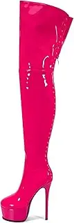 [Emfnzd] Women's Sexy Thigh High Boots Heels Over Knee Platform Pink Long Boot Unisex Rounded Toe Lady Shoes Plus size