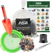 ASR Outdoor 6pc Gemstone Mining Kit Geology Paydirt Sifter Trowel Tweezers Loupe