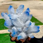 2.96LB New Find Blue PhantomQuartz Crystal Cluster MineralSpecimen