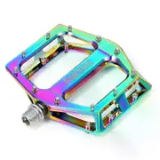 con Mountain Bike Pedals MTB Colorful Pedal Aluminum Bicycle Wide Platform Flat Pedals 9/16" Sealed Bearing Rainbow Bicycle Pedals MZ326 Rainbow