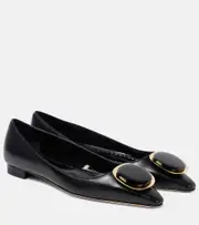 [Manolo Blahnik] Manolo Blahnik Chiaran leather ballet flats AU 6 black