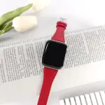 【WATCHBAND】APPLE WATCH / 全系列通用錶帶 蘋果手錶替用錶帶 荔枝紋 銀鋼扣 真皮錶帶(紅色)