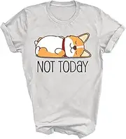 [Modern Supply Tee] Cute Corgi Dog Lover Not Today Funny Pembroke Welsh Corgi Gift Unisex Shirt Women Men T-Shirt (White;L)
